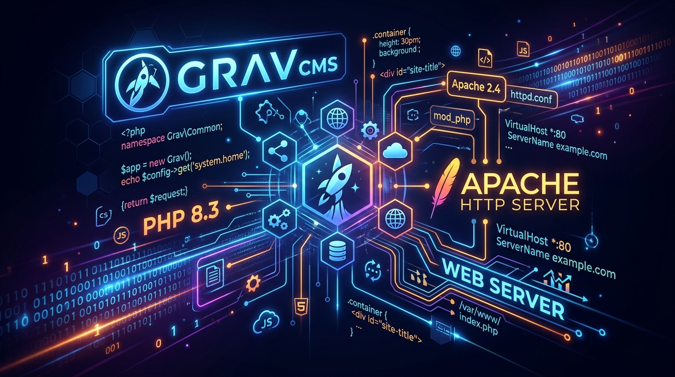 Teknologi Stack Grav CMS, PHP 8.3 & Apache