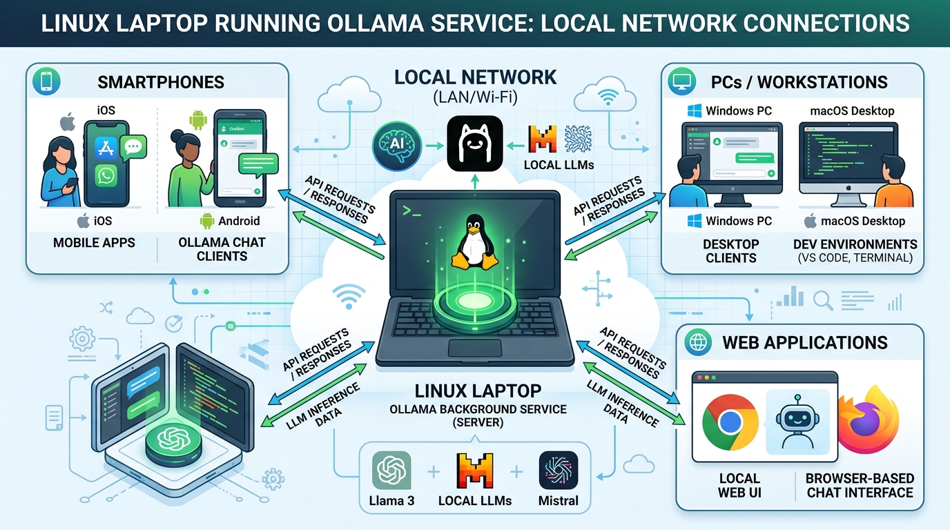 Linux Laptop Running Ollama Service Local Network Connections